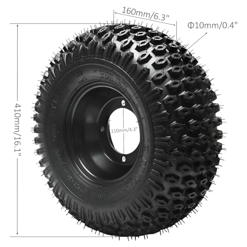 16x8-7 16x8x7 ATV Go Kart Wheel Tire and Rim 4 Stud, Knobby Tires 4PR, 200/55-7 Tubeless Tire Wheel All Terrain for Dune Buggy Quad Bike Lawn Mower - 2pcs