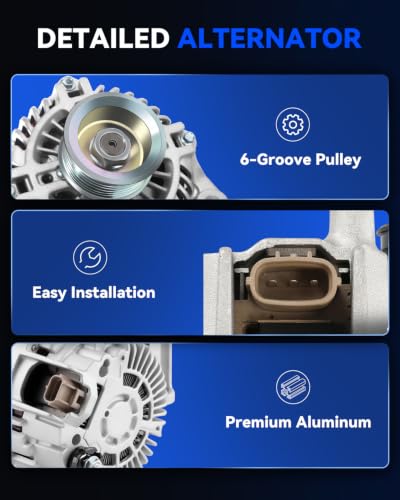 New Alternator Compatible with Nissan Armada 2017-2021, NV2500 NV3500 2018-2021, Infiniti QX56 2011-2013, QX80 2014-2021, 5.6L 12V 150A, 7-Groove Pulley, OE# 231001LA1A 11544N - size: 11544N