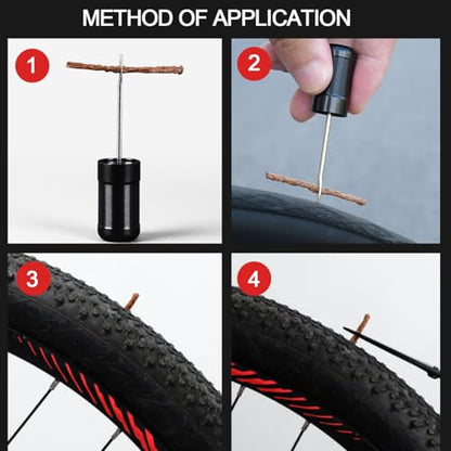 50Pcs Tubeless Tire Repair Bacon Plugs - Universal Rubber Refill Strips for Road & Mountain Bikes