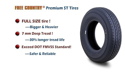 Free Country Trailer Tire Wheel ST205/75R14 8-Ply 105N 5X4.5" Black Mod Rim - size: ST205/75R14 /5x4.5