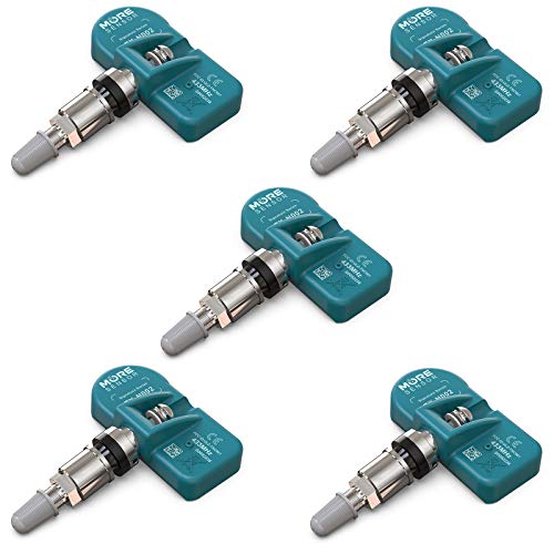 MORESENSOR Signature Series 433 MHz Universal Programmable TPMS Tire Pressure Sensor 5-Pack | Clamp-in Aluminum Valve | TX-N002-5