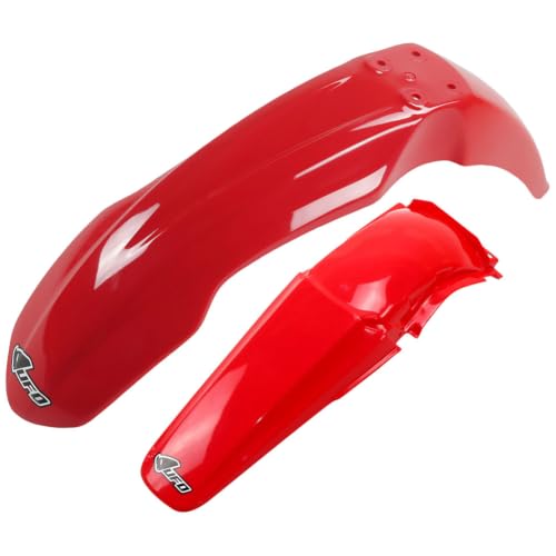 UFO PLAST Front/Rear Fender Kit - Replacement Dirt Bike Front and Rear Mud Guard - Compatible with Honda CR125R/CR250R 2004-2007 (Red) - color: Red