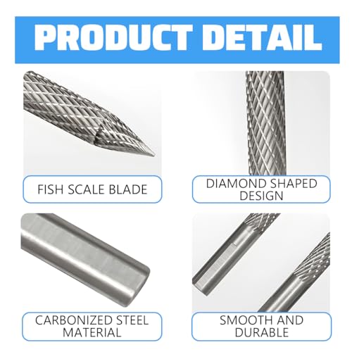 Zpana 3PCS Car Tire Reamer Drill Bit, 3mm 4.5mm 6mm Carbon Steel Vehicle Tyre Repair Carbide Burr Drill Bit, Multi Size Flat Tire Patches Plug Wire Cutter, Universal for Sedan Truck SUV
