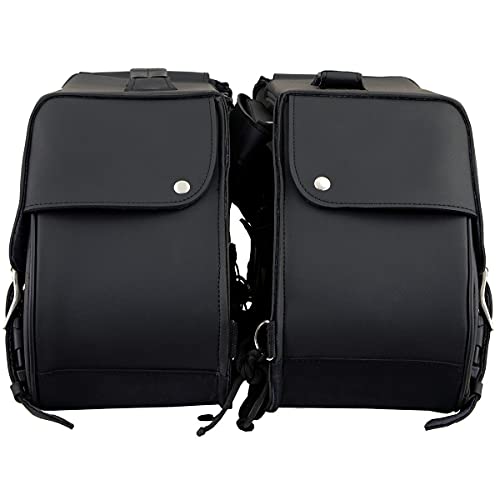 Milwaukee Leather PVC 2-Strap Throw-Over Easy Zip off and off Motorcycle Saddlebags - LG - color: SH669ZB-BLACK, size: Large