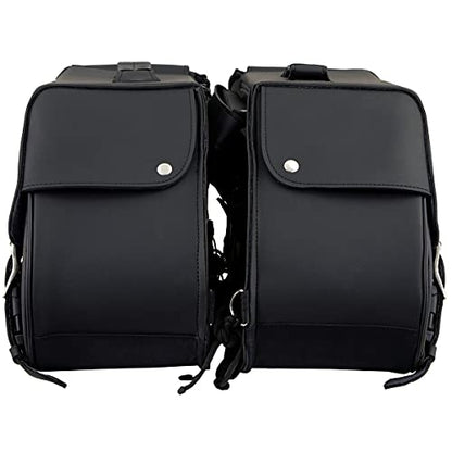 Milwaukee Leather PVC 2-Strap Throw-Over Easy Zip off and off Motorcycle Saddlebags - LG - color: SH669ZB-BLACK, size: Large