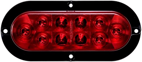 Optronics LED Stop Tail & Turn Light 6" Oval 10D Red Flange Mount