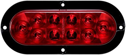 Optronics LED Stop Tail & Turn Light 6" Oval 10D Red Flange Mount