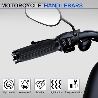 1 Inch/25mm Motorcycle Handlebar Grips Cable Throttle Hand Grips for Harley Touring Softail Dyna Sportster Street Glide Cruisers Choppers - color: black