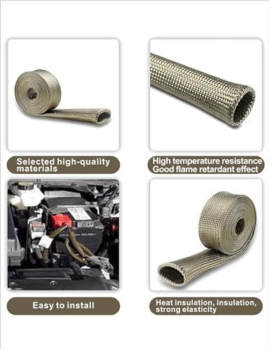 Fuel Line Heat Shield Wire Heat Shield Heat Shield Sleeve Auto Hose Spark Plug Wire Heat Shield diesel heater exhaust sleeve 2500 Degree for Car&Auto Wire Loom Brake Cable (3/4"IDX10',Titanium) - color: Titanium, size: 3/4" IDX10'