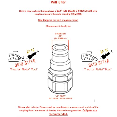 1/2" ISO 16028 Flat Face Skid Steer Male Hydraulic Quick Coupler Pressure Decompression Relief Release Tool by Tractor Relief Tool™