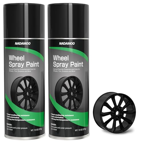 NADAMOO Black Spray Paint for Wheels, Semi-gloss - color: Black, size: 13 Ounce (Pack of 2)