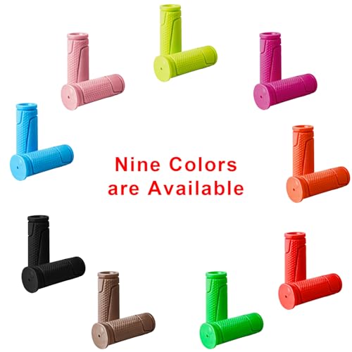 9-Color Kids Bike Handlebar Grips - Non-Slip TPR Bicycle Grips for Mini Bikes & Micro Scooters (22.2mm, 90mm) - color: Black