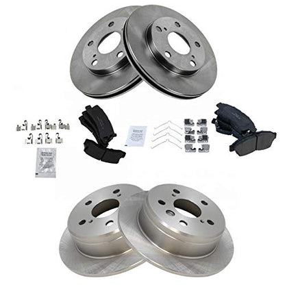 TRQ Front and Rear Brake Pad and Rotor Set Ceramic Vented Solid Rotors - style: BKA11815