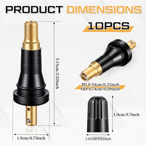 TPMS Rubber Valve Stems Snap-in Tire Pressure Sensor, 10 Pcs