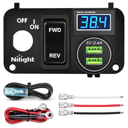 Nilight Golf Cart Key Switch Console Panel Dual USB 9V-48V DC - color: Blue, size: Key Switch Console Panel