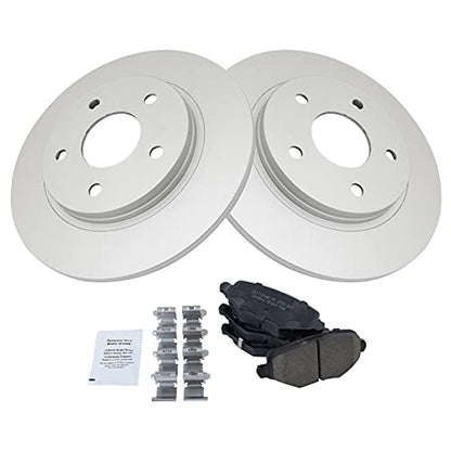 TRQ Rear Brake Pad and Rotor Set Ceramic Solid G-Coated - style: BKA14748
