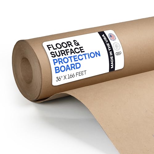 Construction Paper 36" x 1992" (166 feet, 498 sq.ft.) – Extra Thick Floor Covering for Protection (20 mil, 200 lbs) - Contractor Paper for Remodeling & Surface Protection by IDL Packaging - color: 36"x166', Extra Thick, Brown, size: 1 Roll