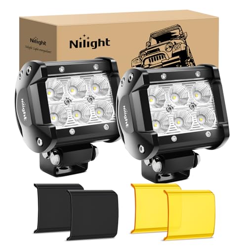 Nilight LED Light Pods with Yellow Black Covers 2 PCS 18 W 1260LM - color: 2Pcs 18W LED Light w/Cover - Yellow-Black