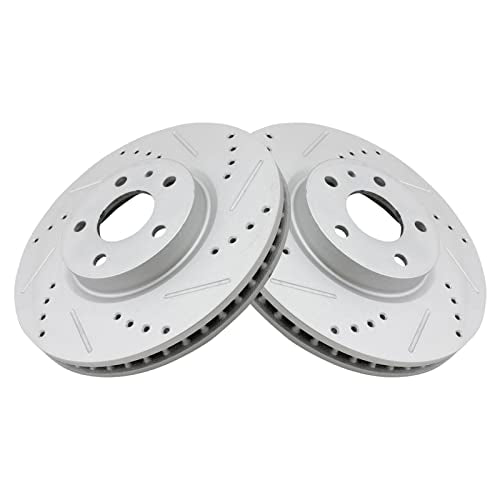 TRQ Performance Front Brake Rotor Set Coated Drilled Slotted - style: BRA75043