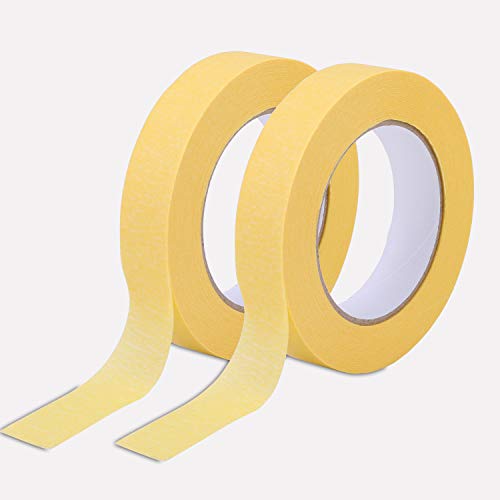Lichamp 25mm x 50m Yellow Automotive Masking Tape for Painting - size: 1 inch x 55 Yards x 2 Rolls