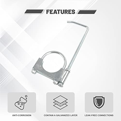 Exhaust Clamp With Hanger Fits 2.5" Exhaust Pipe, 2PCS - size: 2.5''