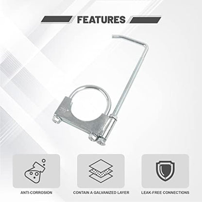 Exhaust Clamp With Hanger Fits 2.5" Exhaust Pipe, 2PCS - size: 2.5''