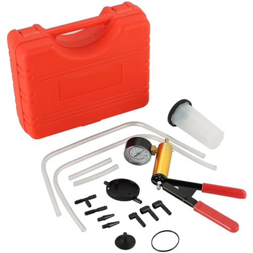 DASBET 2 in 1 Brake Bleeder Kit with Hand Held Vacuum Pump Tester - color: Red