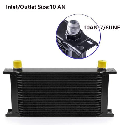 19 Row AN10-10AN Stacked Plate Oil Cooler With Mounting Bracket - color: Oil Cooler+Mounting Bracket, size: 19 Row-BK