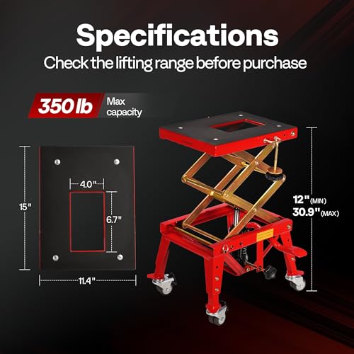VIVOHOME 350 Lbs Heavy Duty Hydraulic Motorcycle Lift Jack - color: Red