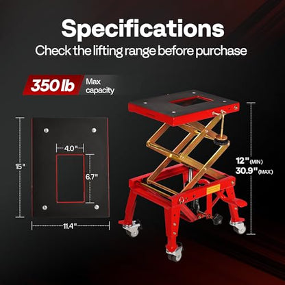 VIVOHOME 350 Lbs Heavy Duty Hydraulic Motorcycle Lift Jack - color: Red