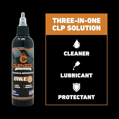 Clenzoil Chain & Sprocket CLP - 4 oz Bottle, Wet & Dry Lube Performance - size: 4 oz Bottle