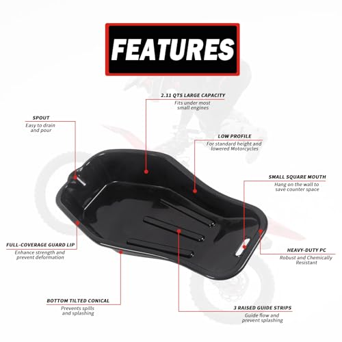 MOTO4U Oil Drain Pan Oil Change Storage Tray Container 2L for Low Profile Motorcycle Splash Repair Recovery