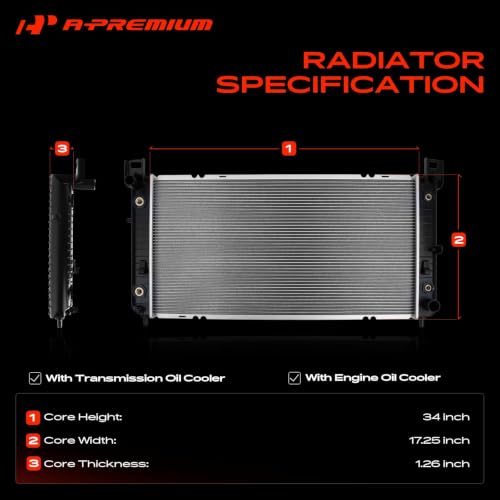 A-Premium 34" Engine Coolant Radiator with Transmission & Engine Oil Cooler - style: With Engine Oil Cooler