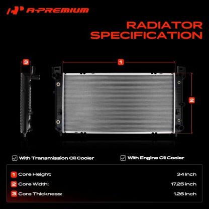 A-Premium 34" Engine Coolant Radiator with Transmission & Engine Oil Cooler - style: With Engine Oil Cooler