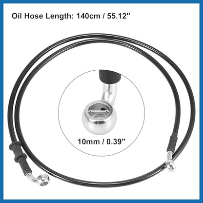 Universal 140cm 55.12" Motorcycle Brake Clutch Oil Hose Line Pipe Hydraulic Reinforced Stainless Steel Braided Black Item Replacement
