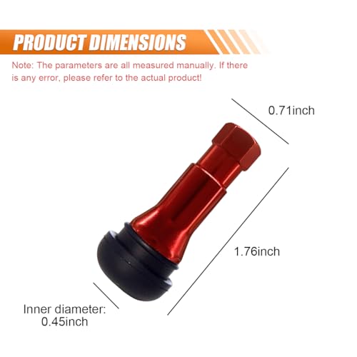 5PCS TR413AC Car Tire Valve Stems, Rubber, Snap-in (Red) - color: Red