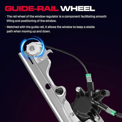 Front Driver Side Power Window Regulator with Motor (2 Pins) Fit for 2001-2006 Chevrolet Silverado 1500 3500, Avalanche Suburban GMC Sierra 1500 2500 3500 Yukon XL Cadillac Escalade, 741-644 - size: Front Driver (LH)