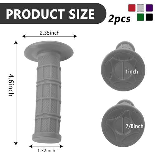 2PCS Motorcycle Grips,Anti-Slip Rubber Dirt Bike Grips with 7/8" Left & 1" Right Compatible with CRF KXF,Universal Motorcycle/Bike Handlebar Grips for Women & Men (Gray) - color: Gray