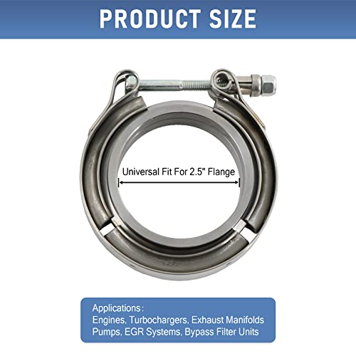 2.5" V-Band Flange & Clamp Kit 2PC Replacement For Turbo Exhaust Downpipes - size: 2.5"