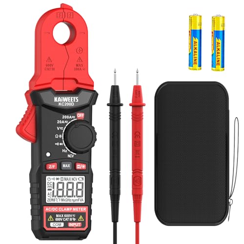 KAIWEETS DC Clamp Meter 200A AC/DC Amp Meter True RMS Compact Multimeter - color: Red