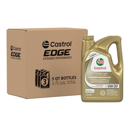 Castrol EDGE Extended Performance 0W-20 Adv Full Syn Motor Oil 5 Qt, 3 Pack - size: 5 Quarts, Pack of 3