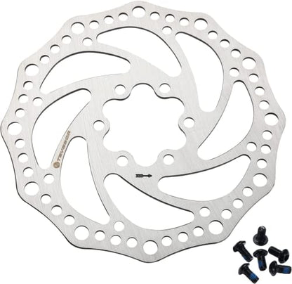 Teyssor 140mm 160mm 180mm 203mm Bike Disc Brake Rotor with 6 Bolts Fit for Road Bike Mountain Bike BMX MTB - color: Silver