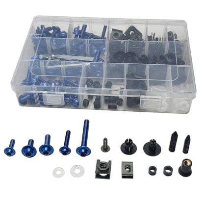 224Pcs Motorcycle Fairing Bolt Kit Stainless Steel (Blue) - color: Blue