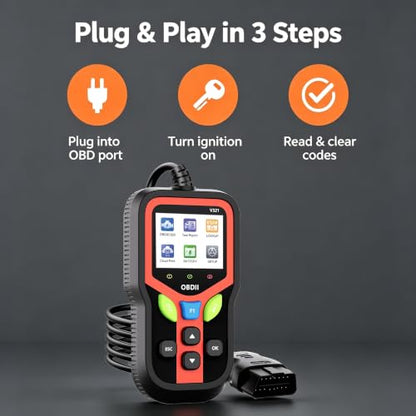 OBD2 Scanner, Check Engine Light Code Reader with Battery Test
