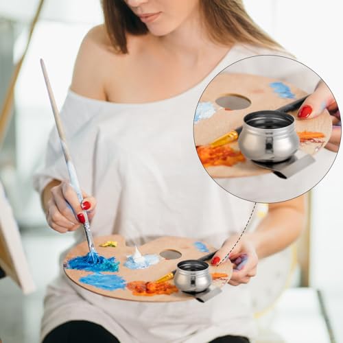 LEIFIDE 3 Pcs Stainless Steel Oil Paint Palette Cups, Drum Shape