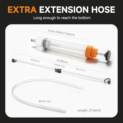FOUR UNCLES 500cc Fluid Transfer Syringe with Hose for Oil Service - size: 500cc(70cm hose)