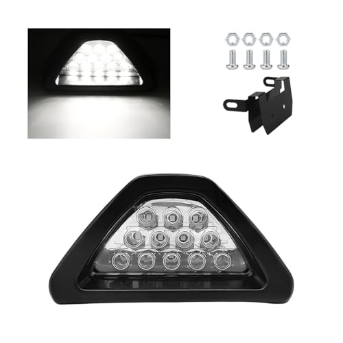 Car F1 Style Brake Light, 12V Super Bright Waterproof Triangle Rear Fog LED Lights Tail Flash Lamp, F1 Style Warning Strobe Third Stop Light for Motorcycle ATV Truck SUV (White) - color: White