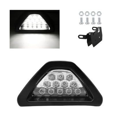 Car F1 Style Brake Light, 12V Super Bright Waterproof Triangle Rear Fog LED Lights Tail Flash Lamp, F1 Style Warning Strobe Third Stop Light for Motorcycle ATV Truck SUV (White) - color: White