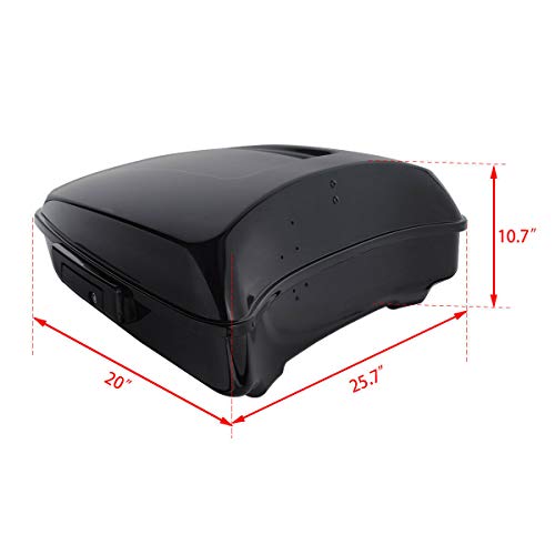 TCT-MOTORPARTS Completed Black Chopped Tour Luggage Trunk Bracket &Mounting Backrest Fit for 2014-2025 Harley Road Glide Street Glide Special Ultra Limited - color: Gloss Black Chopped Trunk+Black Rack