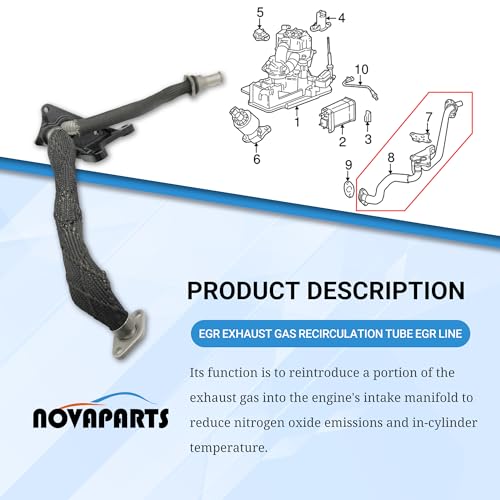 NOVAPARTS 12569076 12556644 598-204 EGR Exhaust Gas Recirculation Tube EGR Line for Cadillac Escalade Chevy Avalanche 1500 Express Silverado 1500 2500 3500 Tahoe GMC Savana Sierra 2500 3500 Yukon
